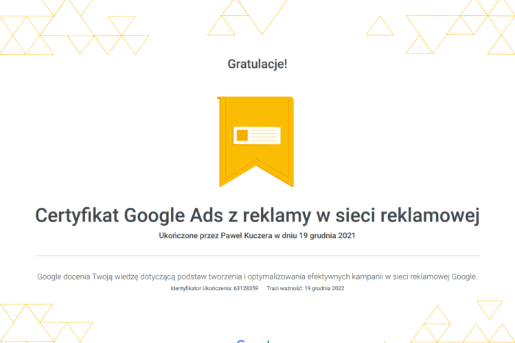 Certyfikat Google Ads