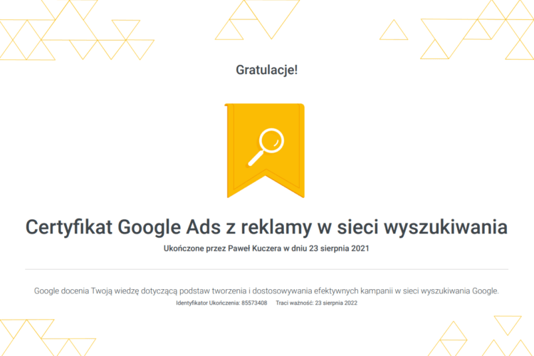 Certyfikat Google Ads